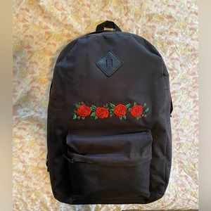 Black Vans Backpack with roses